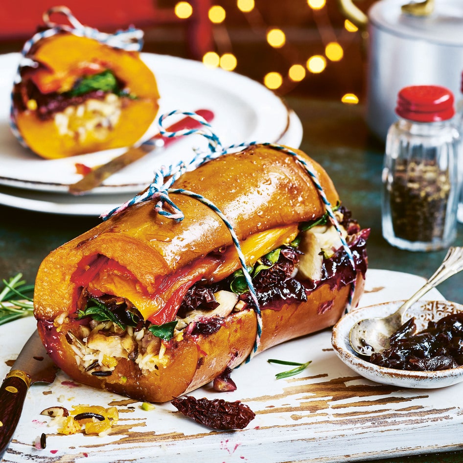 Stuffed Squash Vegan Roast With&nbsp;Cranberry-Orange Sauce