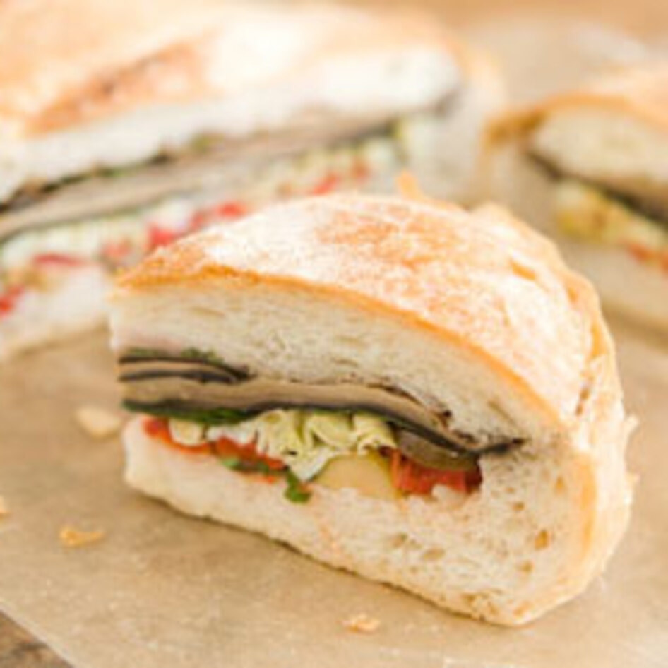 Stuffed Vegan Muffaletta Sandwich