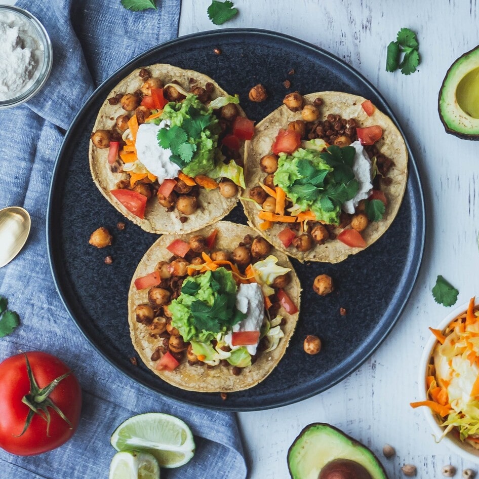 Chickpea Tacos With Creamy Cashew Dill Sauce