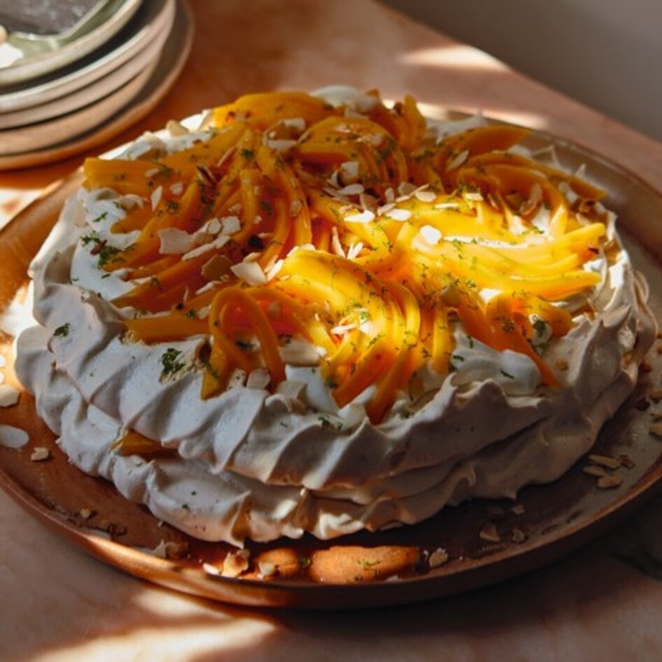 Fresh Mango Pavlova With Vanilla Cream